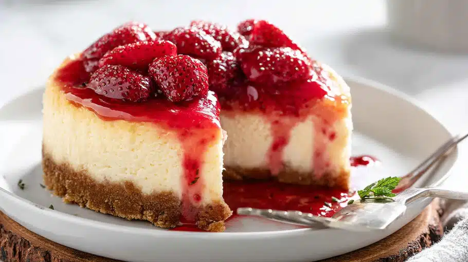 cheesecake-fraise-sans-cuisson Cheesecake fraise sans cuisson servi