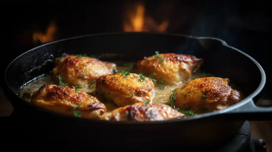 dorure-poulet-cocotte poulet doré cocotte fonte