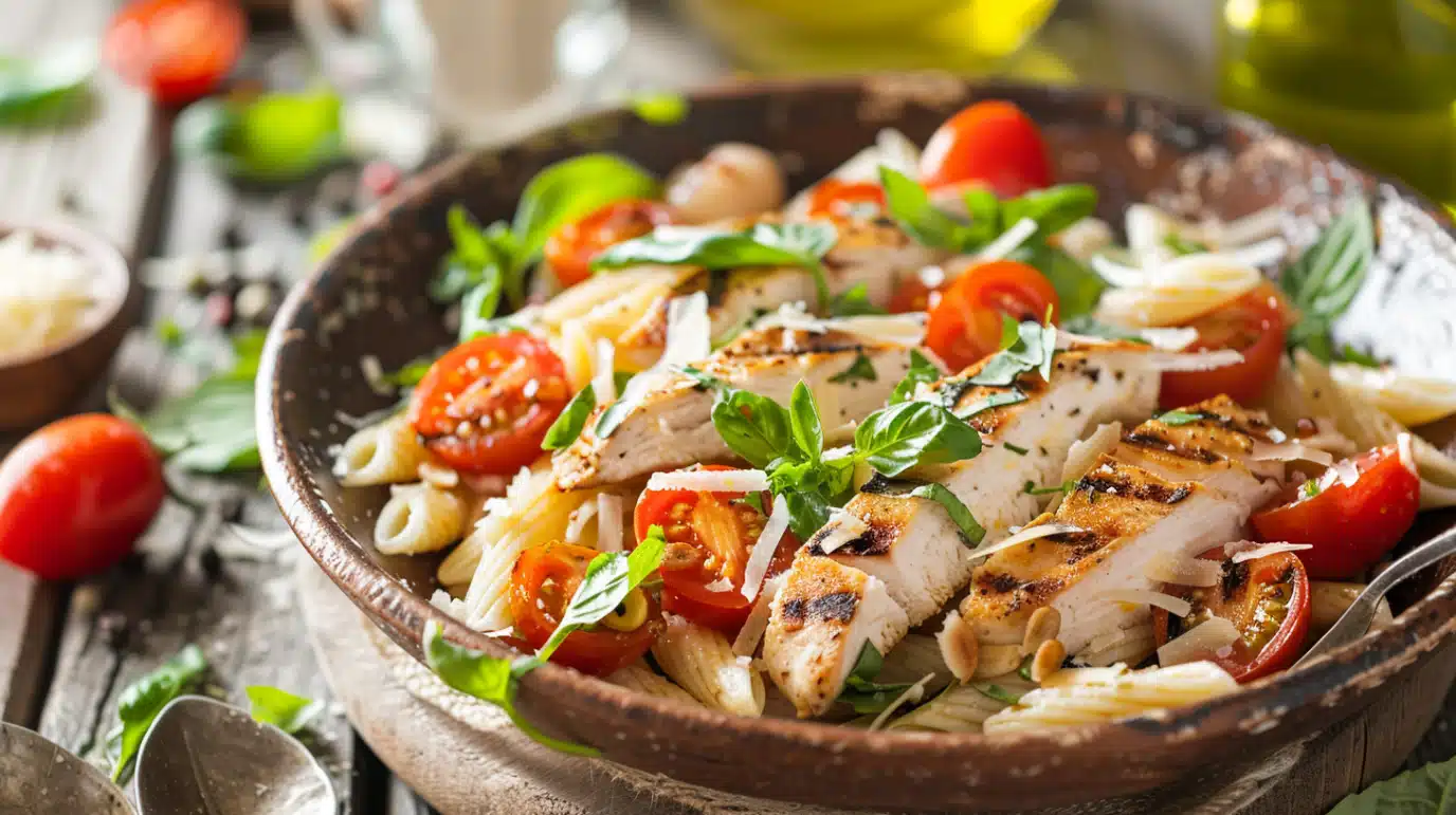 salade-de-pates-aux-poulet salade de pâtes aux poulet