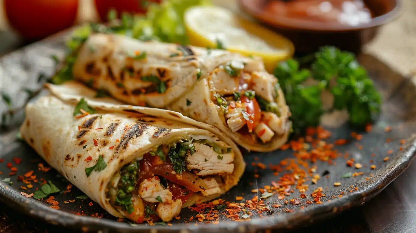 wrap-shawarma-servi wrap de poulet chawarma servi