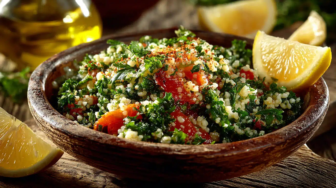 taboule-oriental-featured taboulé oriental maison dans un bol rustique