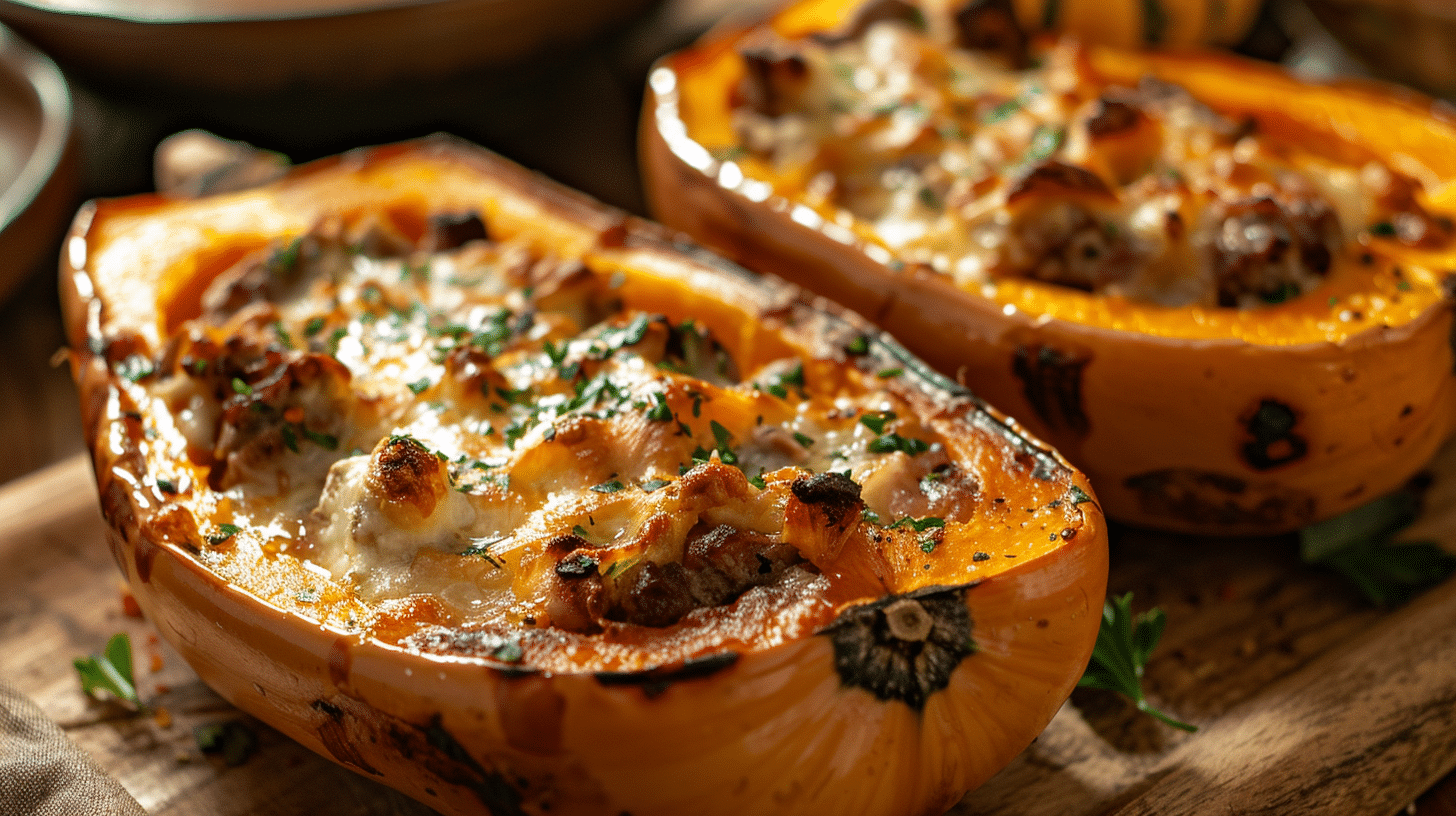 Butternut farcie bœuf fumé et chèvre au four – le plat réconfortant de l’automne