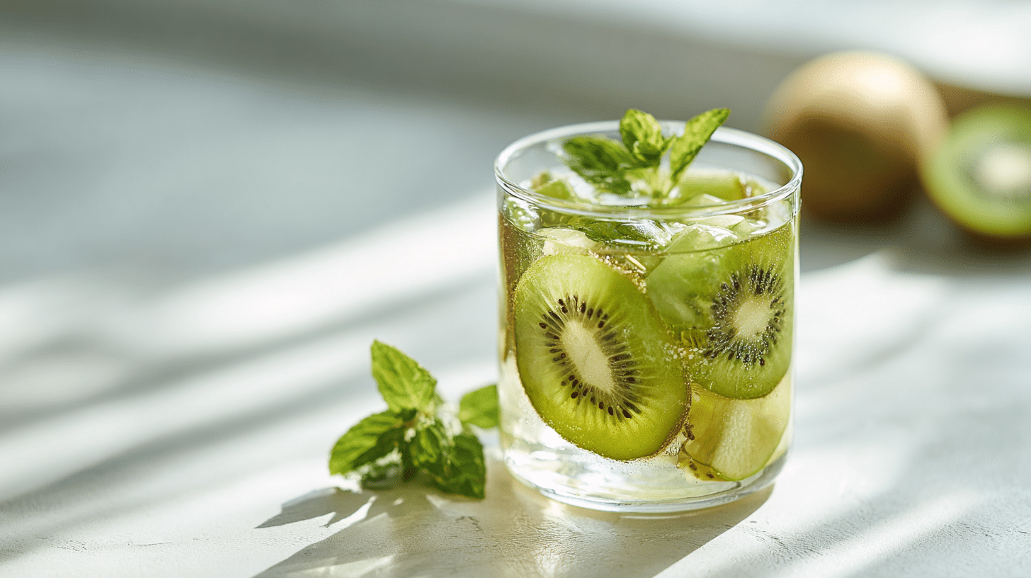 Jus detox pomme kiwi gingembre à la menthe | Énergie du matin