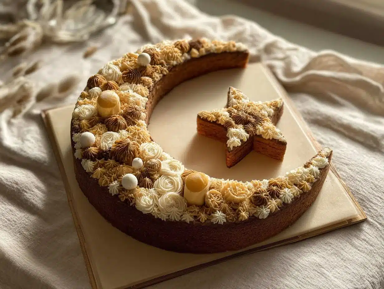 Gâteau en forme de croissant et d’étoile – Ramadan & Eid 2025