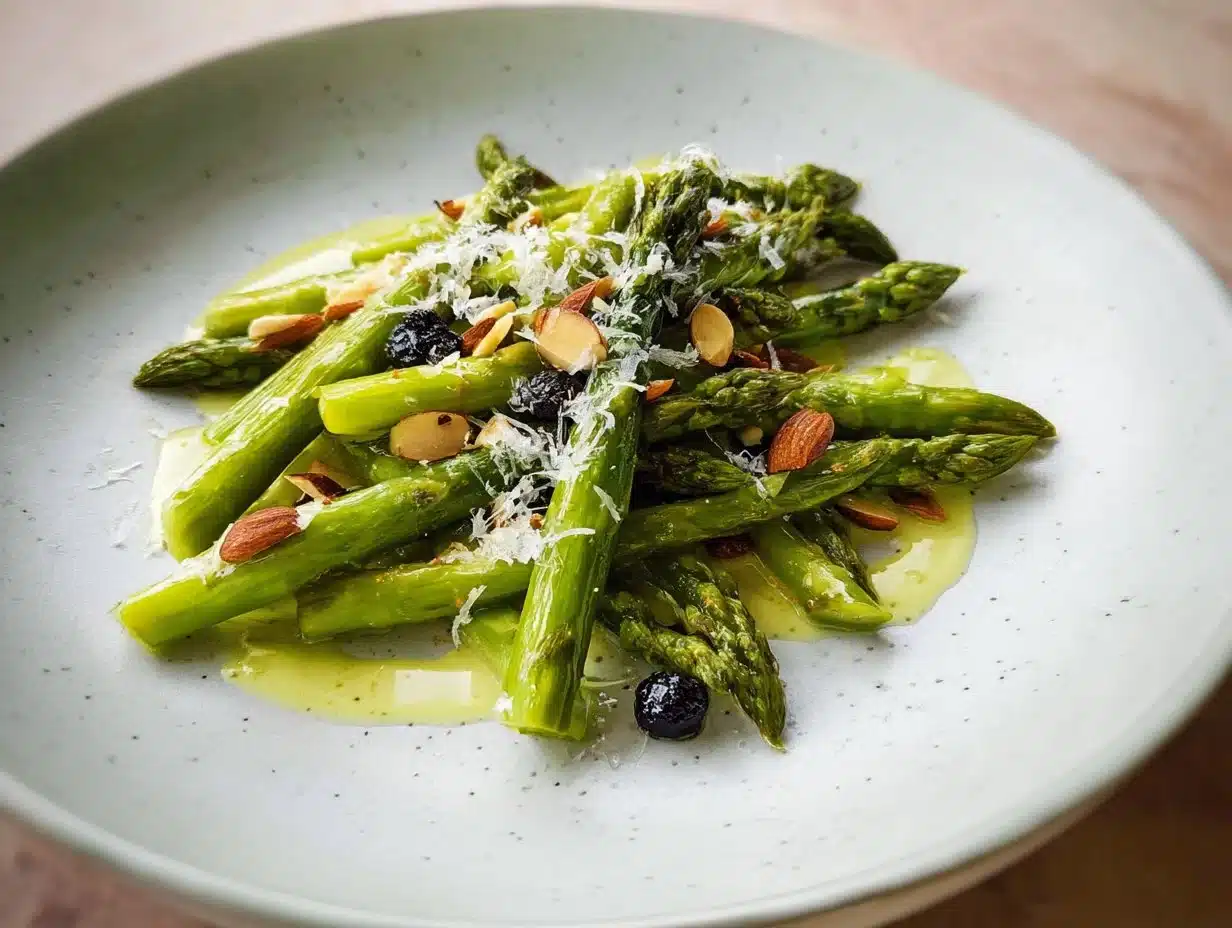 Asperges Confites, Amande et Comté Végétal