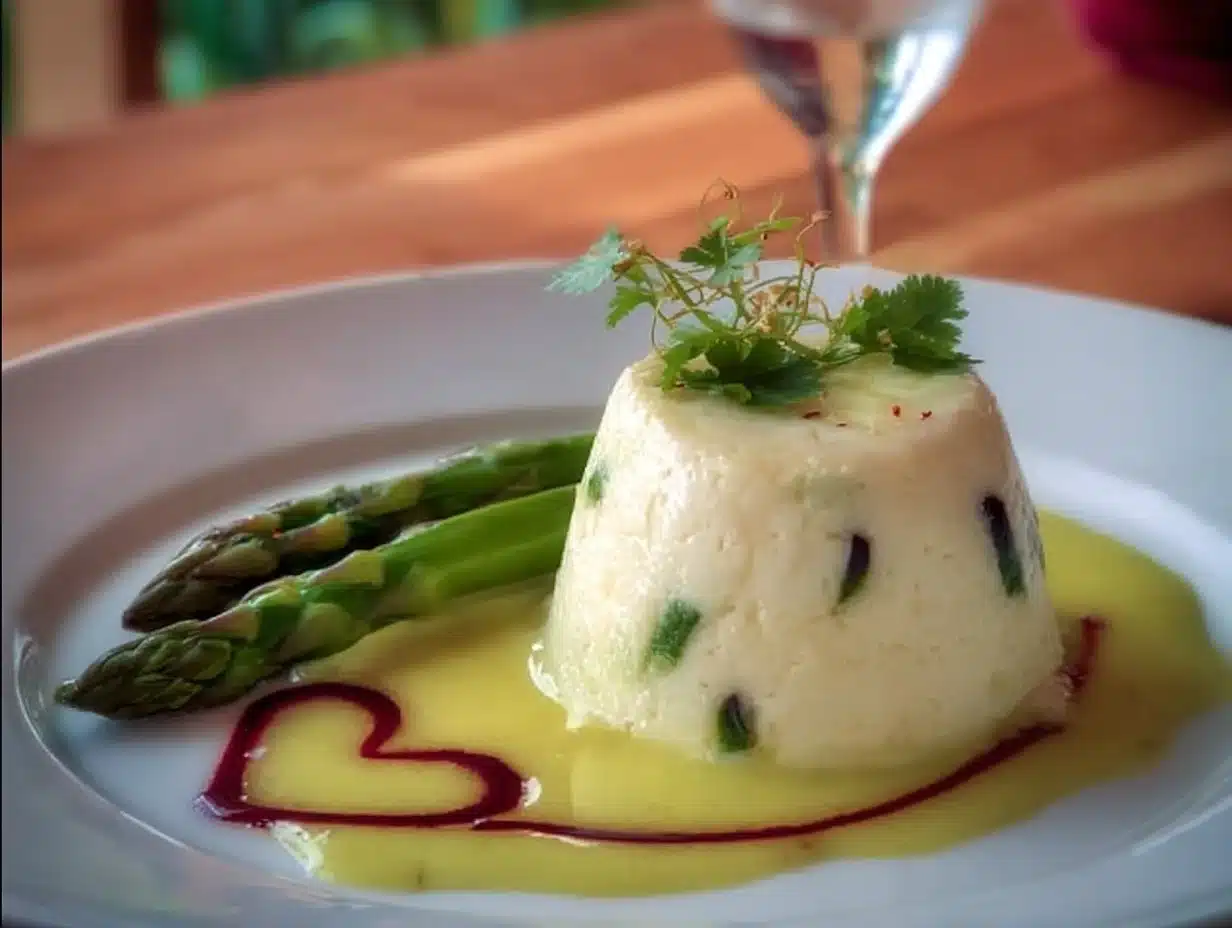Blanc Manger et Cœur Coulant sur Crème d’Asperges