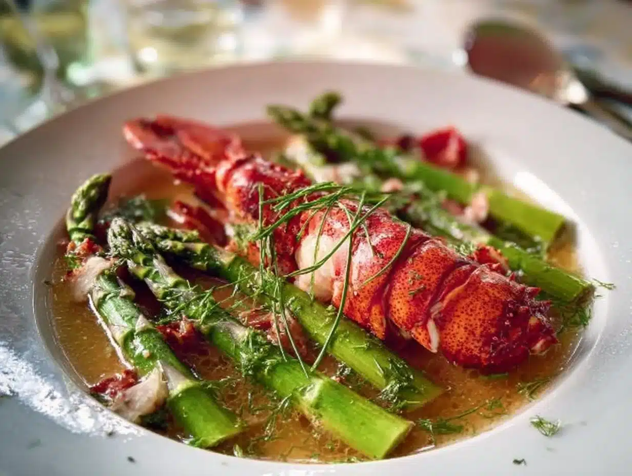 Homard Bleu en Nage & asperges vertes du Rhône