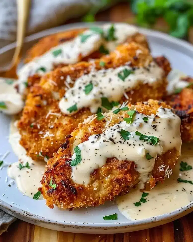 Recette de poulet parmesan croustillant servi avec des herbes et du fromage