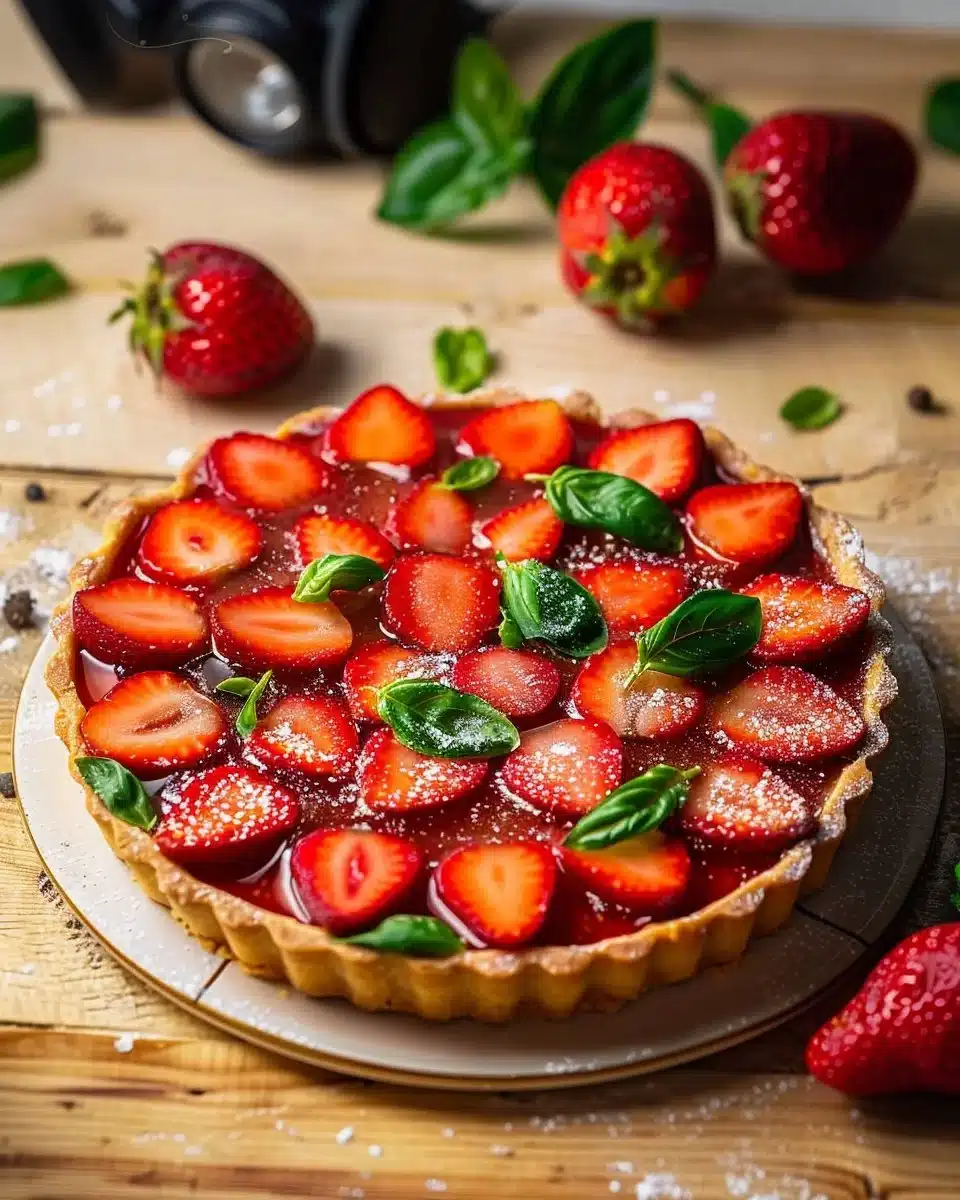 Tarte fraises basilic